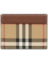 Check Pattern Leather Canvas Card Wallet Beige Brown - BURBERRY - BALAAN 3