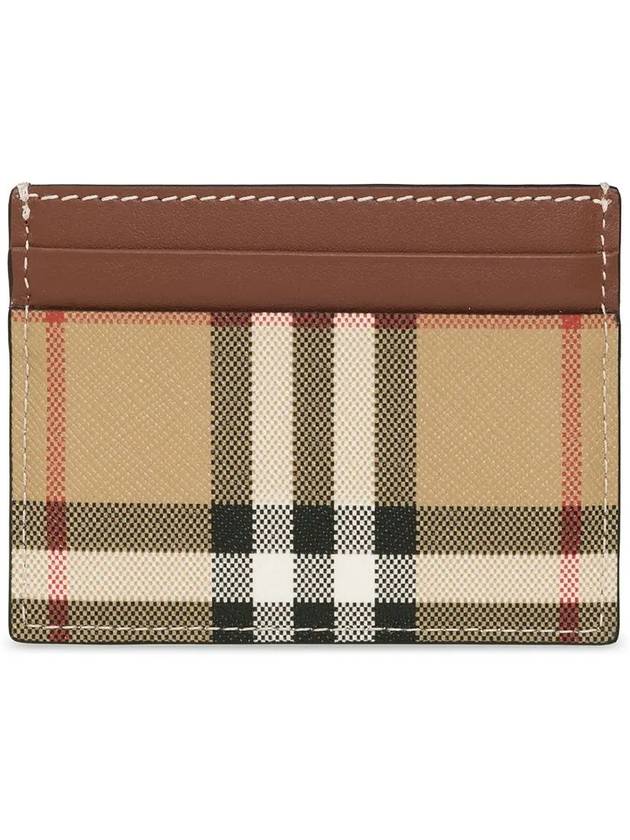 Check Pattern Leather Canvas Card Wallet Beige Brown - BURBERRY - BALAAN 3