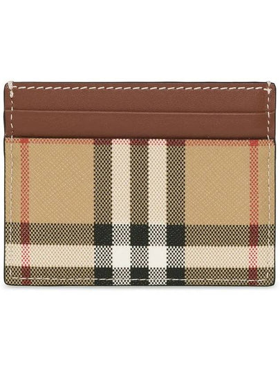 Check Pattern Leather Canvas Card Wallet Beige Brown - BURBERRY - BALAAN 2