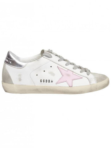 Women's Superstar Silver Heel Tab Pink Star Low Top Sneakers White - GOLDEN GOOSE - BALAAN 1