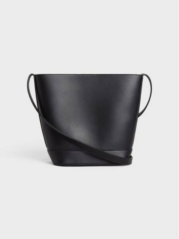 Cuir Triomphe Calfskin Small Bucket Bag Black - CELINE - BALAAN 4