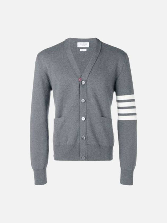 Milano Stitch 4-Bar Cardigan Medium Grey - THOM BROWNE - BALAAN 2