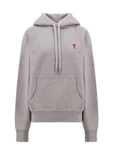 Heart Logo Cotton Hoodie Grey - AMI - BALAAN 1