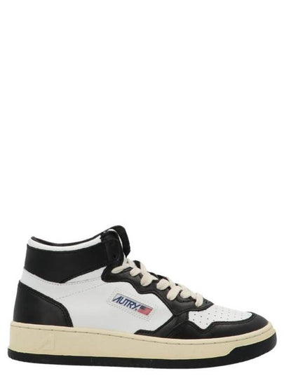 Women's Medalist Leather High Top Sneakers White Black - AUTRY - BALAAN 2