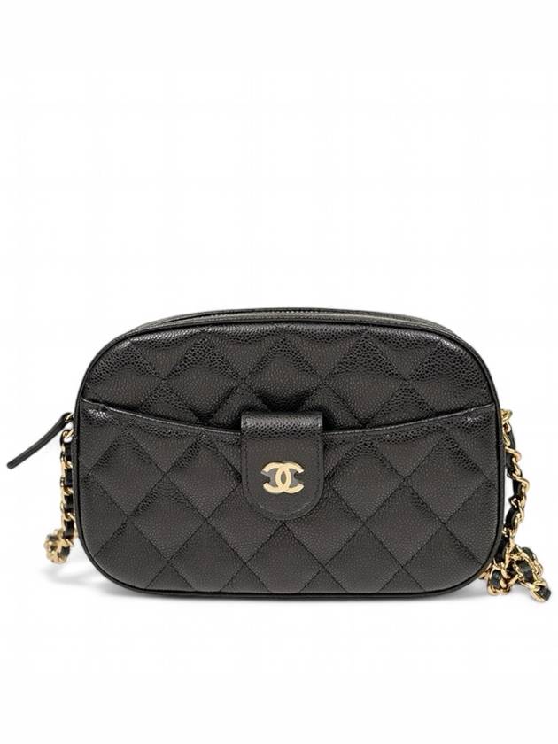 Caviar Logo Mini Chain Bag Cross Shoulder Camera Pouch Vanity - CHANEL - BALAAN 3