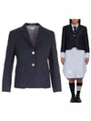 Women's Twill Slim Fit Single Breasted Wool Jacket Navy - THOM BROWNE - BALAAN 2