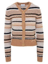 Striped Soft Wool Knit Cardigan Brown - GANNI - BALAAN 2