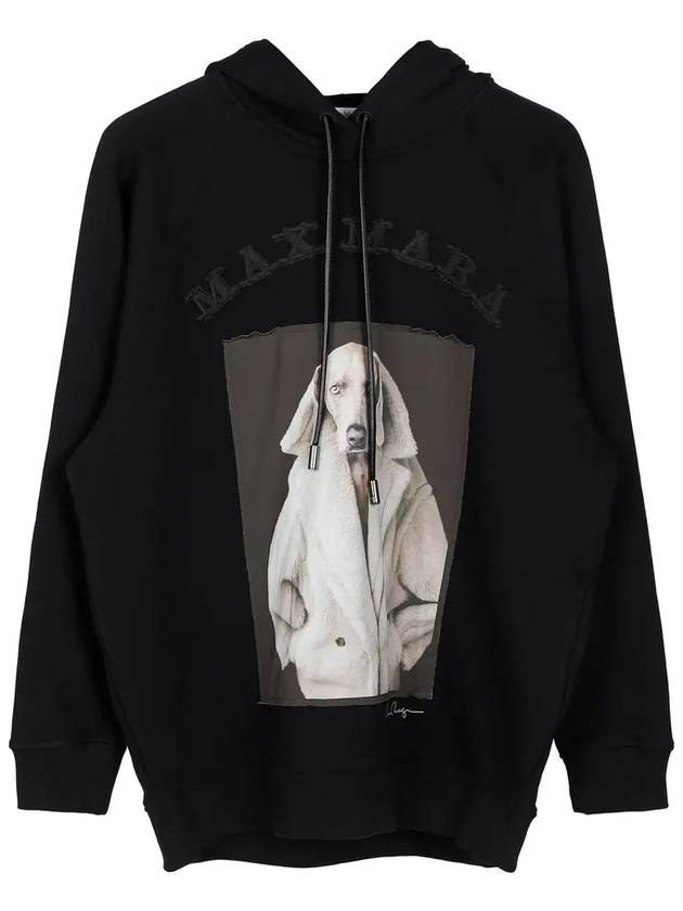 Lillo Graphic Print Cotton Hoodie Black - MAX MARA - BALAAN 4