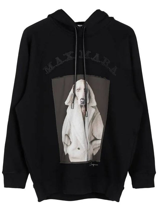 Lillo Graphic Print Cotton Hoodie Black - MAX MARA - BALAAN 2