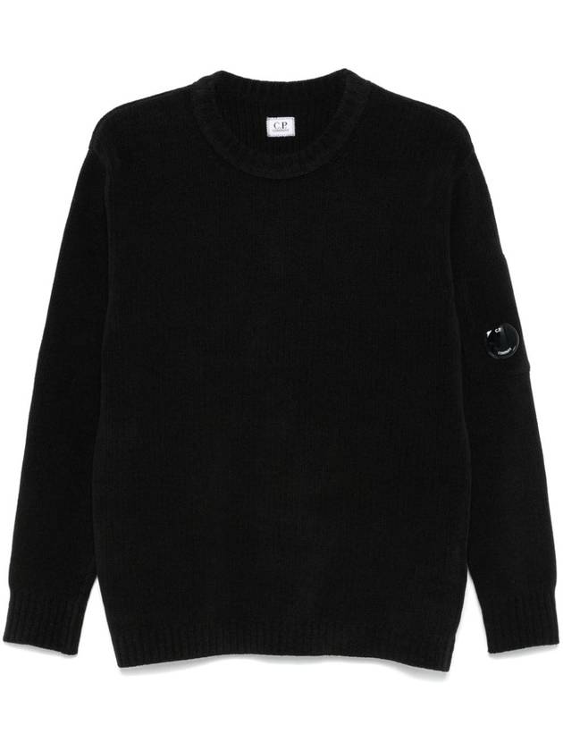 Cotton Chenille Crewneck Knit Top Black - CP COMPANY - BALAAN 2