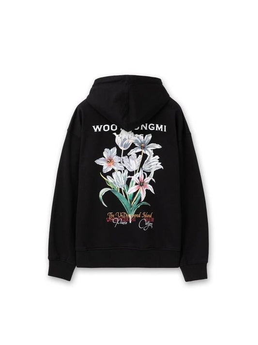 Men's Flower Back Logo Cotton Hoodie Black - WOOYOUNGMI - BALAAN 1