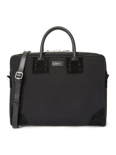 Men's Board Grain Leather Briefcase Black - BALLY - BALAAN 1