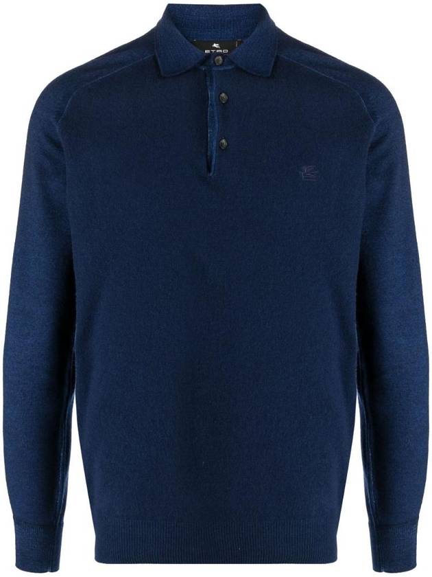 logo embroidered long sleeve polo shirt 1N9369294 - ETRO - BALAAN 1