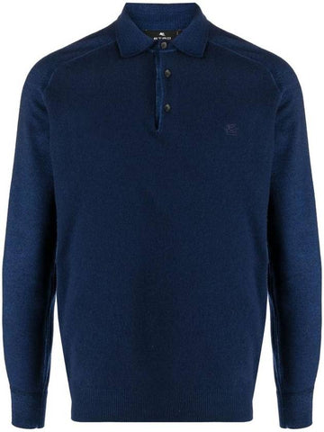 logo embroidered long sleeve polo shirt 1N9369294 - ETRO - BALAAN 1