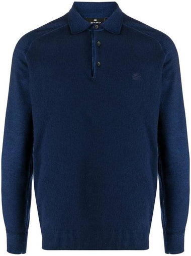 logo embroidered long sleeve polo shirt 1N9369294 - ETRO - BALAAN 1