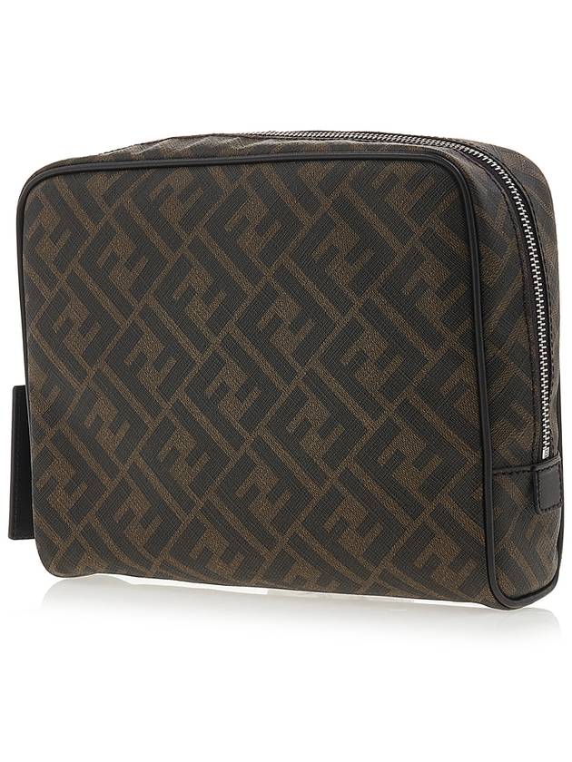 FF Logo Clutch Bag Brown - FENDI - BALAAN 3