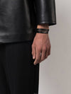 Silver Logo Leather Bracelet Black - SAINT LAURENT - BALAAN 4