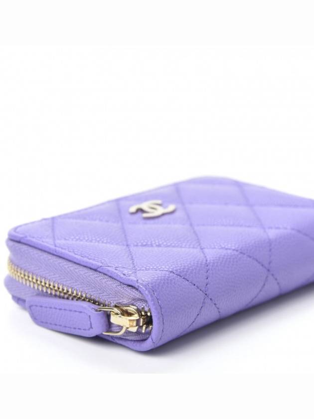 Classic Caviar Zipper Coin Card Wallet Purple Purple Champagne Gold - CHANEL - BALAAN 5