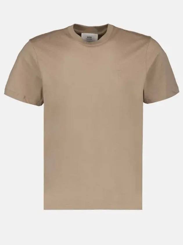 Tone On Tone Heart Logo Organic Cotton Short Sleeve T-Shirt Brown - AMI - BALAAN 2