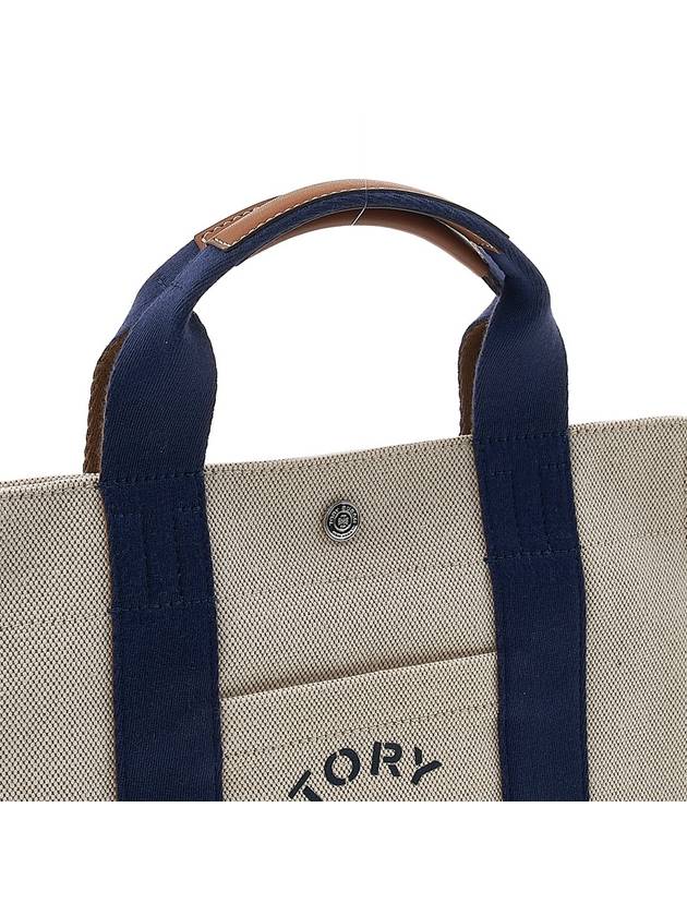 Small Logo Print Canvas Tote Bag Beige - TORY BURCH - BALAAN 9