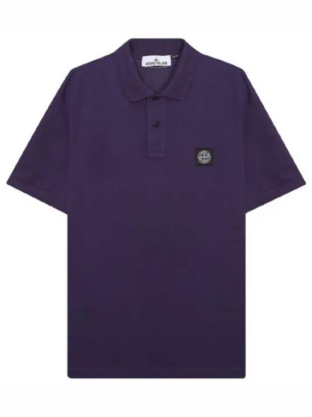 Men's Logo Patch Cotton Polo Shirt Purple - STONE ISLAND - BALAAN 2