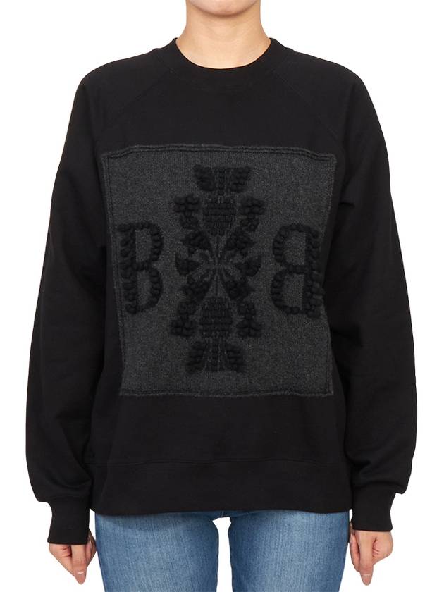 B logo patch cashmere sweatshirt black - BARRIE - BALAAN 4