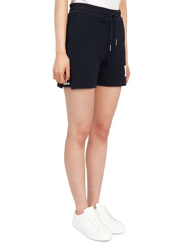 Women's Pique Stripe Rib Gusset Shorts Navy - THOM BROWNE - BALAAN 4