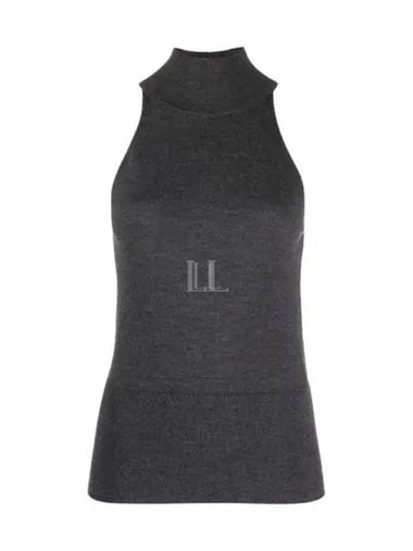 Ribbed high neck sleeveless knit dark gray 2315129324359 - TOTEME - BALAAN 1