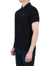 Men's Heart Logo Polo Shirt Black - AMI - BALAAN 4