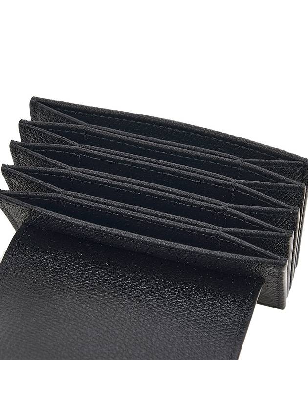 V Logo Flapover Card Wallet Black - VALENTINO - BALAAN 9