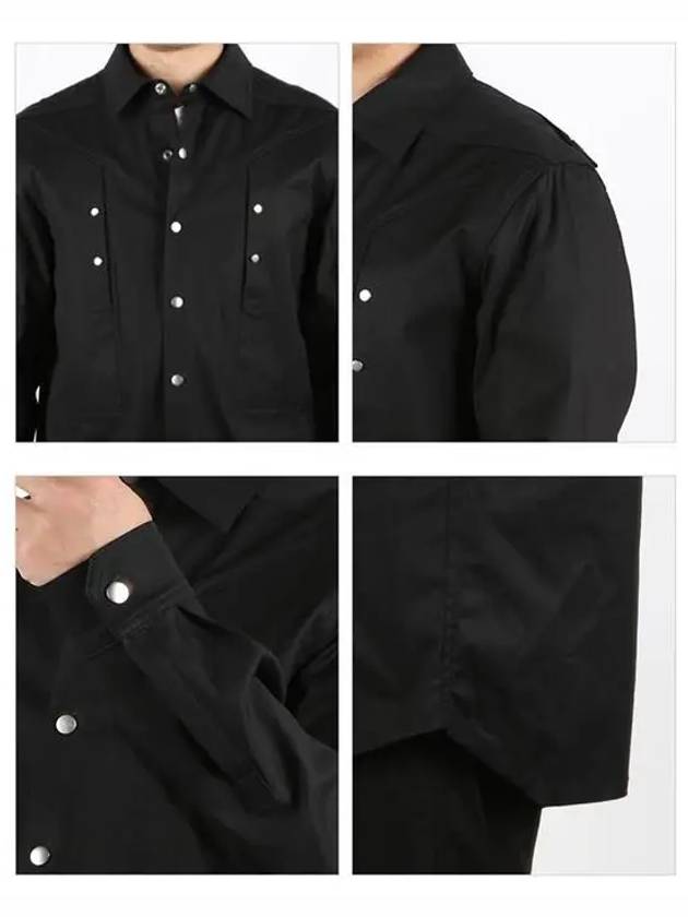 Button Cotton Shirt Jacket Black - RICK OWENS - BALAAN 5