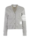 4-Bar Loopback Jersey Cardigan Light Grey - THOM BROWNE - BALAAN 2