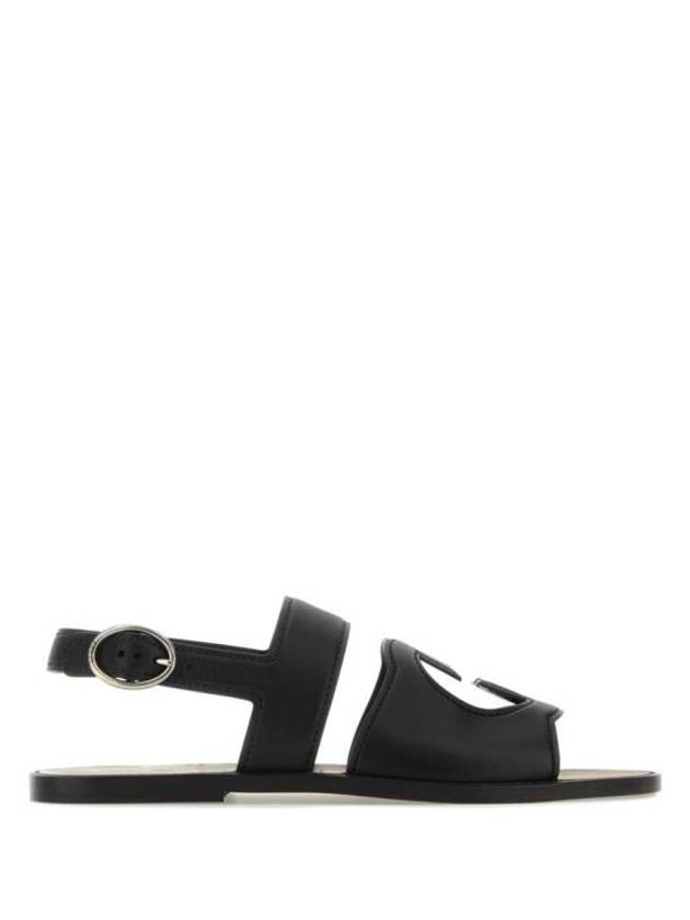 Men's Interlocking G Leather Sandals Black - GUCCI - BALAAN 2