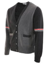 Funmix Cotton ArmBand V-Neck Cardigan Tonal Grey - THOM BROWNE - BALAAN 6