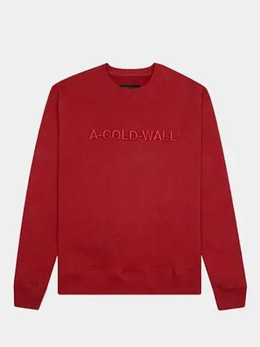 Men's lettering logo embroidery crew neck deep red sweatshirt ACWMW043 RD - A-COLD-WALL - BALAAN 1