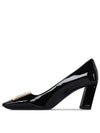 Metal Buckle Patent Leather Pumps Heel Black - ROGER VIVIER - BALAAN 3