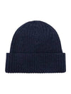 Bold Fox Head Patch Ribbed Beanie Ink Blue - MAISON KITSUNE - BALAAN 4