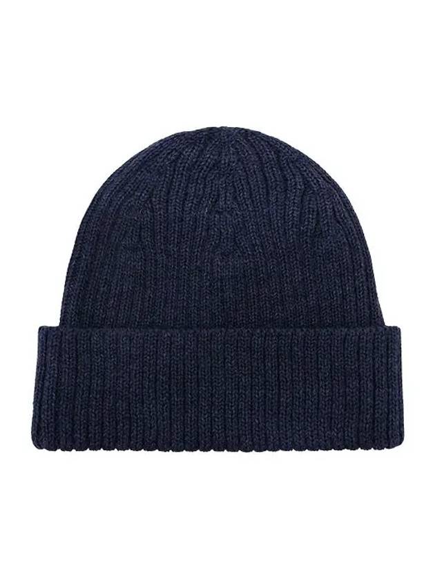 Bold Fox Head Patch Ribbed Beanie Ink Blue - MAISON KITSUNE - BALAAN 4