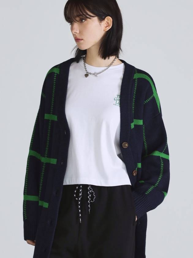 Big Check Cardigan Navy - THE GREEN LAB - BALAAN 3