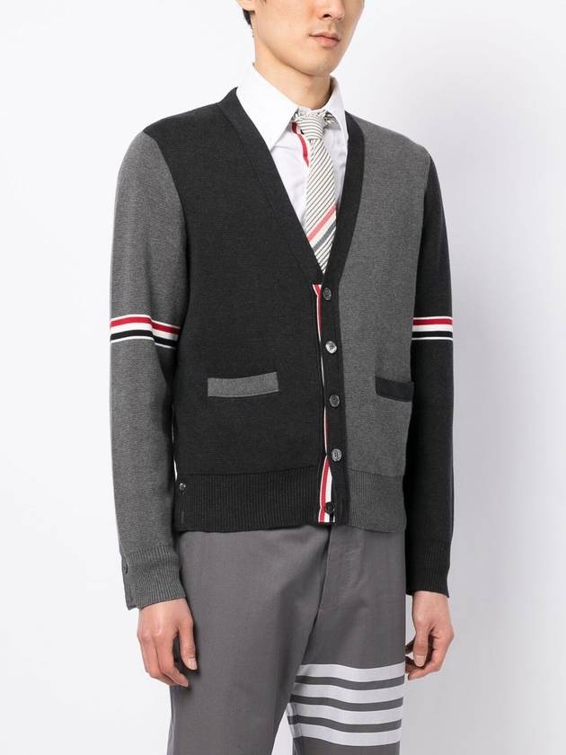 Funmix Cotton ArmBand V-Neck Cardigan Tonal Grey - THOM BROWNE - BALAAN 4