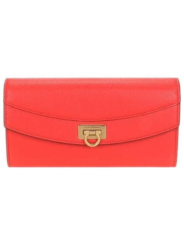 Gancini Continental Flap Long Wallet Red - SALVATORE FERRAGAMO - BALAAN 1