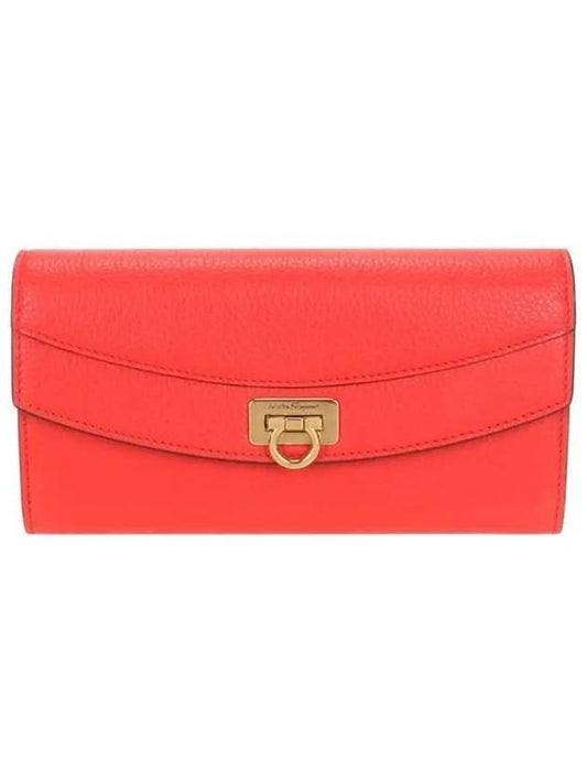 Gancini Continental Flap Long Wallet Red - SALVATORE FERRAGAMO - BALAAN 1