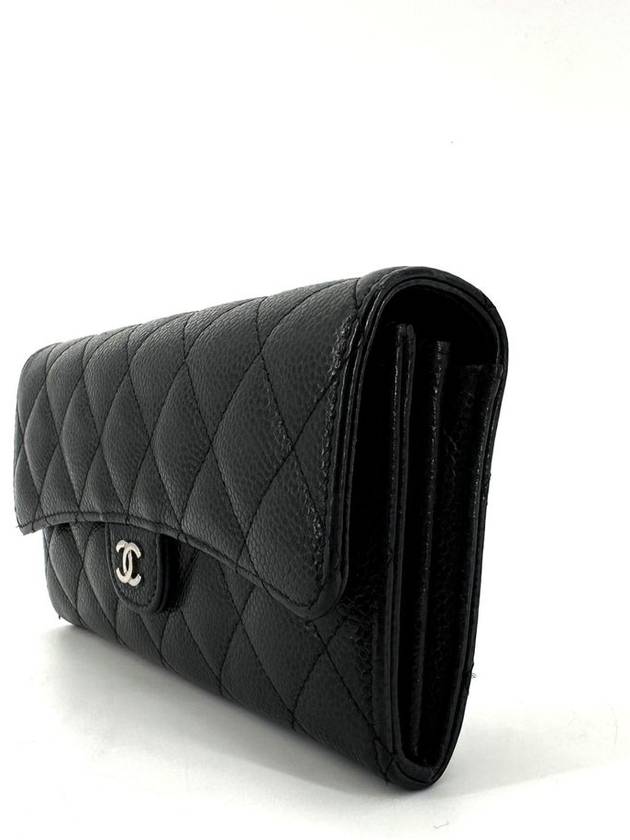 Classic caviar silver flap long wallet - CHANEL - BALAAN 4