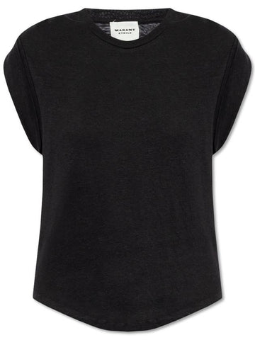 Marant Etoile ‘Kotty’ Linen T-shirt, Women's, Black - ISABEL MARANT - BALAAN 1