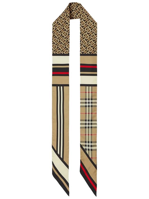 Montage Print Silk Skinny Scarf Archive Beige - BURBERRY - BALAAN 2