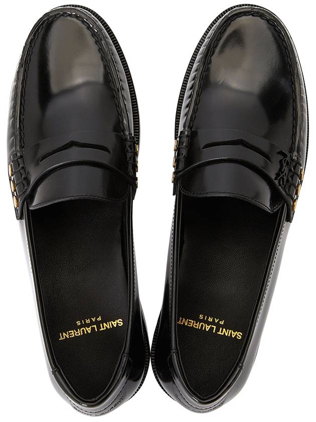 Monogram Penny Leather Loafer Black - SAINT LAURENT - BALAAN 3