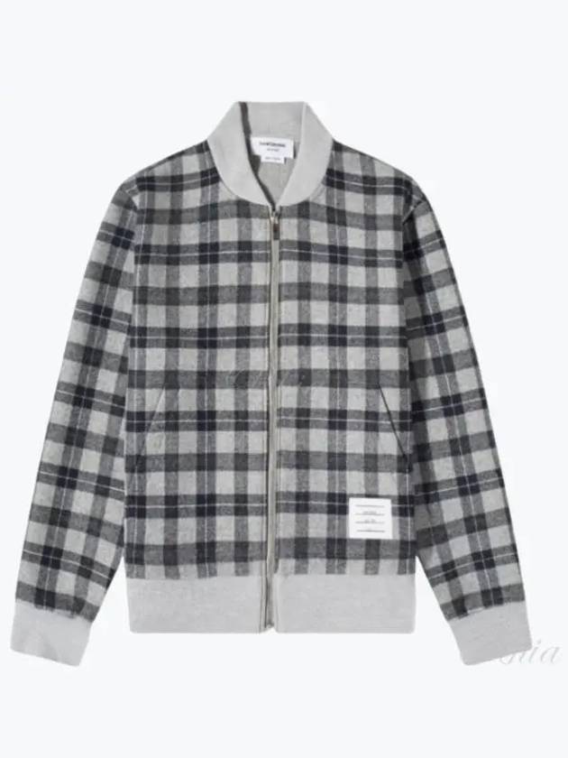 Men's Double Face Tartan Wool Bomber Jacket Grey - THOM BROWNE - BALAAN 2