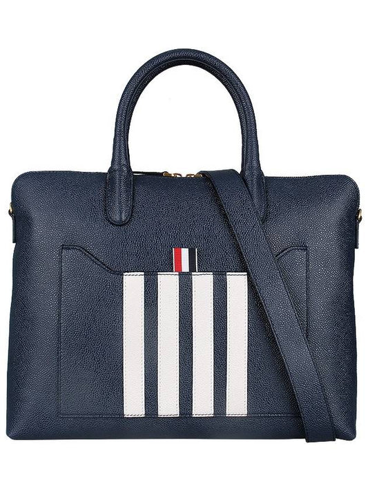 Pebble Grain 4-bar Briefcase Navy - THOM BROWNE - 2