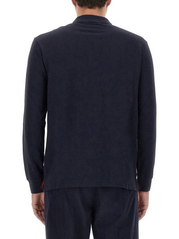 Zebra Patch Long Sleeve Polo Shirt Navy - PAUL SMITH - BALAAN 4