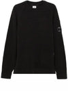 Lens Wappen Crew Neck Knit Top Black - CP COMPANY - BALAAN 2